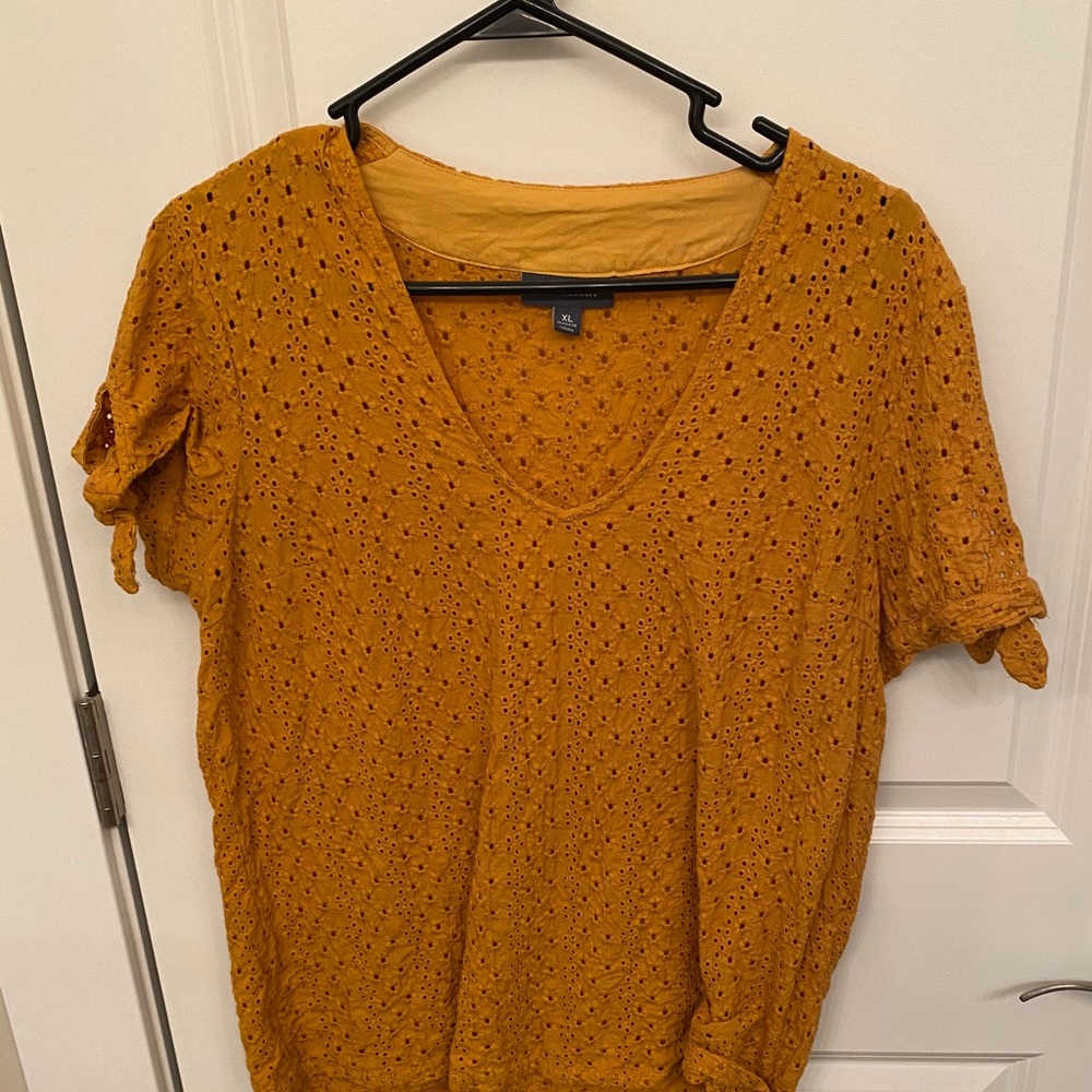 ModCloth Mustard Eyelet Top